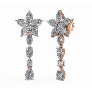 Pendientes de Diseño Selene Cosmic Flora de Oro de 18 Quilates de Alta Calidad, Corte Marquesa y Pera, Joyería Cultivada en Laboratorio, Exportación al por Mayor B2B - Product Image 1