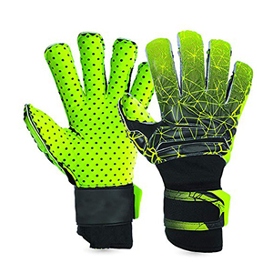 Gants de gardien de but professionnel vert néon et noir paume en latex anti-dérapant gants de gardien de football durables pour match - Product Image 1