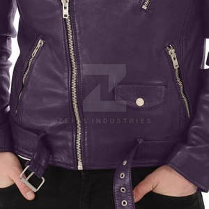 Veste en cuir véritable pour homme, col montant, logo sur le devant, imperméable, coupe-vent, utilisation hivernale, fermeture éclair, décontractée, tendance - Product Image 5