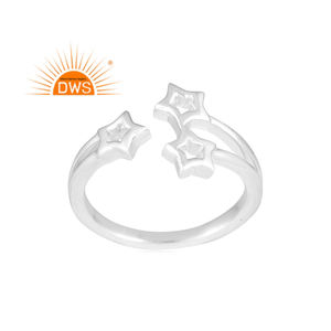 Best Quality Fine Sterling Silver Star Design <b>Adjustable</b> <b>Ring</b> Custom Jewelry Manufacturer - Product Image 1