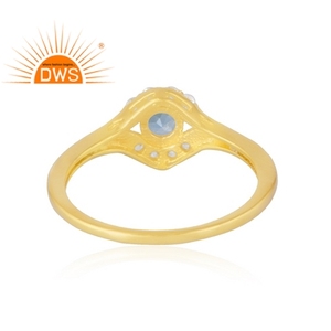 Venta caliente 925 plata esterlina 18K chapado en oro Cz natural y Topacio Azul anillo de piedras preciosas Demi fabricante de joyería fina - Product Image 2