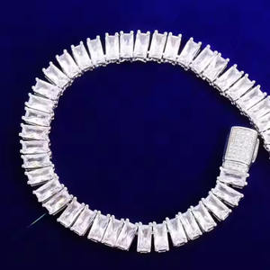 Cadena de Tenis de Diamantes con Corte Esmeralda, Claridad VVS1, Personalizada de Lujo, Unisex, Totalmente Engastada en Plata de Ley, Pulsera Artinejewels - Product Image 5