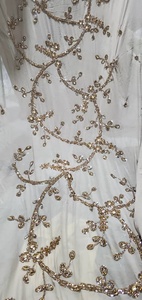 Tela de Red de Poliéster/Nailon Bordada a Mano con Lentejuelas para Decoración de Vestidos - Product Image 4