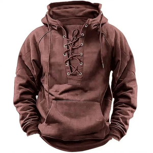 Sweat à capuche vintage ample à manches longues pour hommes avec fermeture à glissière automne hiver mode Street Wear motif imprimé - Product Image 4