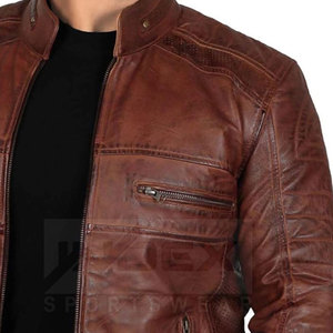INDEX SPORTSWEAR IS-2509 Chaqueta de Invierno para Hombre de Cuero Vacuno Genuino con Cuello Alto, Color Negro - Product Image 6