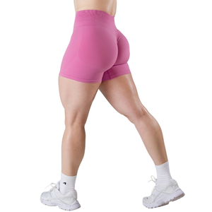 Shorts de sport pour femmes, rose orchidée, sans couture, taille mi-haute, extensible, compression, entraînement, squat proof, shorts de fitness - Product Image 4