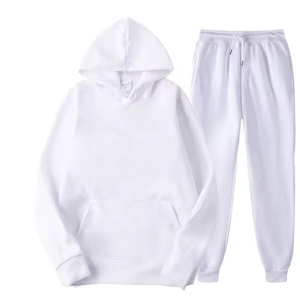 Chándal de poliéster personalizado Diseño de bolsillo Sudadera con capucha y conjunto de Jogger Conjunto deportivo de color sólido Sudadera con capucha y pantalón - Product Image 4