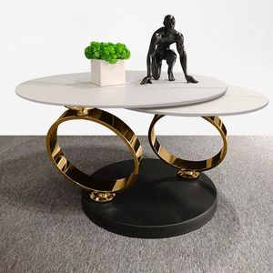 Mesa de centro redonda de metal con almacenamiento de cajón integrado que mezcla función práctica con atractivo de diseño moderno de alta gama - Product Image 5