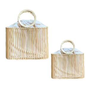 Bolso de mano de bambú natural con forro de algodón, bolso de verano para mujer, diseño de moda de Vietnam para mujer - Product Image 1