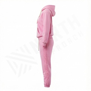 Ensemble de survêtement streetwear pour femmes professionnelles, court, 100% coton, respirant, écologique, couleurs et logos personnalisés - Product Image 3