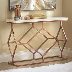 Mesa de Consola Moderna de Lujo Hecha a Mano, Ecológica, con Tapa de Mármol, Acero Inoxidable Extensible, para Sala de Estar, Entrada de Apartamento, Estilo Rústico - Product Image 1