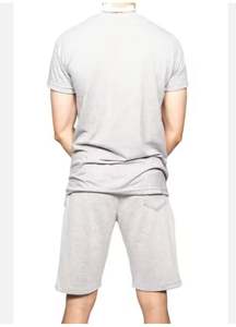 ชุดกางเกงขาสั้นระบายอากาศลำลองสำหรับผู้ชายชุดเสื้อผ้า2ชิ้นสำหรับฤดูร้อนใหม่ชุดเสื้อยืดแขนสั้นผ้าฝ้ายสีพื้น - Product Image 6