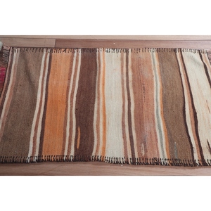 พรมตุรกีขนาดเล็ก 2.8x4 ฟุต พรมวินเทจ พรมลายเรขาคณิตสีส้มคิลิม - Product Image 3