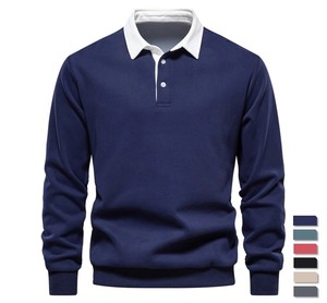 Nuevo otoño diseño de moda Polo cuello sudaderas para hombres Casual y Social desgaste Calidad Algodón hombres sudaderas - Product Image 1