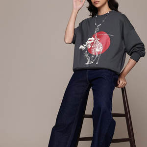 Sudadera de salón transpirable para mujer con textura suave, ropa informal, sudadera de mezcla de algodón para días informales - Product Image 5