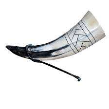 Top Selling2024 Viking Drinking Horn Durable Leather Metal <b>Holder</b> Viking Drinking Horn with Polished Viking Drinking Horn Logo - Product Image 2