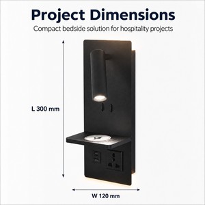 Lampada da Parete per Lettura con Ricarica Wireless e Prese USB-C/USB-A per Camere d'Albergo, Produzione OEM - Product Image 5