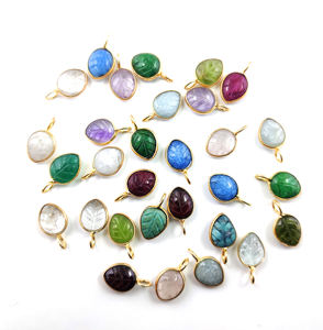 Colgante de talla de hoja de peridoto 10mm hoja tallada peridoto 18K oro Vermeil 925 plata esterlina bisel colgante tallado a mano encantos - Product Image 5