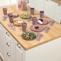 Ensemble de pique-nique Afossa en plastique, 22 pièces, assiettes, gobelets, ustensiles, pliable, léger, durable, portable, conteneur de stockage alimentaire, extérieur
