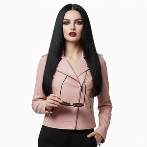 Chaqueta de Motociclista de Cuero Rosa Estilo Urbano para Mujer, Personalizada, al por Mayor, Precio de Fábrica, Chaqueta de Moda Femenina Estilo Motero Genuino - Product Image 1