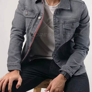 Veste en jean pour homme, coupe slim, manches longues, tendance, décontractée, tenue urbaine, veste en jean moderne pour homme, coupe slim, manches longues, mode actuelle - Product Image 3