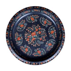 Plateau à fruits en marbre noir fait à la main, sculpté et poli, en pierre naturelle, plateau rond de service, hôtel, restaurant, articles de cuisine haut de gamme - Product Image 2