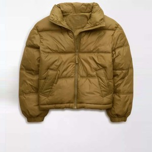 Chaqueta acolchada de oliva recortada para mujer a la moda | Prendas de abrigo de invierno modernas y cómodas - Product Image 1