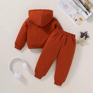 Conjunto de Dos Piezas de Invierno para Niños, Sudadera con Capucha y Pantalones de Forro Polar de Alta Calidad, Transpirable, Resistente al Viento, Diseño Personalizado OEM - Product Image 1