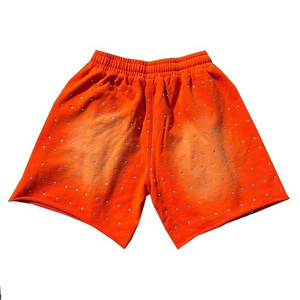 Shorts en denim délavé avec strass, shorts taille basse avec strass, shorts brillants avec strass - Product Image 4