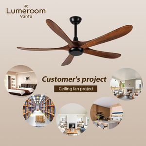 USA In Stock 60 Inch Downrod <b>Ceiling</b> <b>Fan</b> No Light 5 Solid Wood Blades Quiet DC Motor <b>Remote</b> <b>Control</b> for Large Room - Product Image 3
