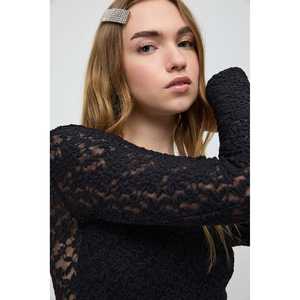 Top Corto Casual sin Espalda de Manga Larga con Logotipo Frontal 100% Poliéster - Product Image 3