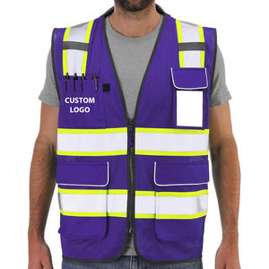 Chaleco DE SEGURIDAD reflectante de alta visibilidad OEM para hombres, Material de malla de poliéster, bolsillos con logotipo, ropa de trabajo de seguridad para la construcción - Product Image 5
