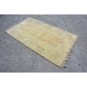 Alfombra turca Vintage Beige Naranja 3,7 X 6.4ft Lana Área grande Patrón abstracto Rectángulo Pasillo Modelos Látex para la decoración de la habitación - Product Image 2