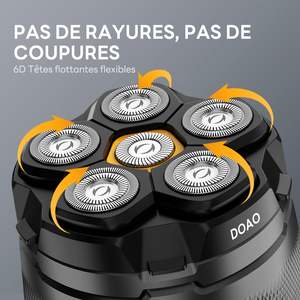 Afeitadora Eléctrica Rotativa Inalámbrica para Hombre, Impermeable IPX7, para Cabeza Calva, Uso en Seco y Húmedo, Recargable por USB, con Cabezales de Repuesto - Product Image 6