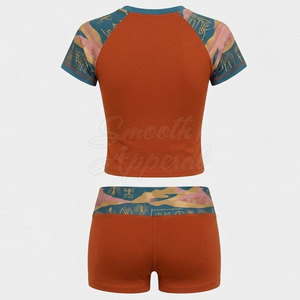 Ensemble short et crop top fitness pour femme, coupe classique, uni, délavé, respirant, léger, tissu à séchage rapide, idéal pour la salle de sport et les activités sportives - Product Image 2