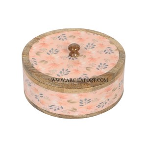 Tapa metálica pulida de oro con contenedor de madera Chapati Forma personalizada Utensilios hechos a mano para el hogar y la cocina Chapati Roti Box - Product Image 4