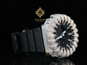 Montre en diamant Moissanite VVS D de haute qualité, design à griffes, glacée, avec affichage numérique, argent et or - Product Image 6