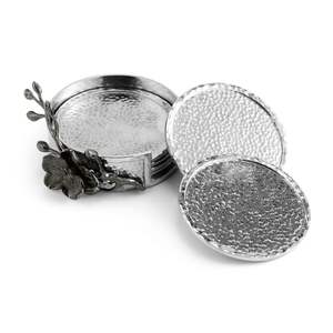 Ensemble de dessous-de-verre en argent martelé élégant pour une table à manger haut de gamme, style moderne, bar à domicile, édition luxe - Product Image 2