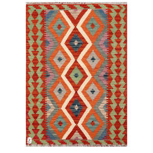 Alfombra Kilim de Maimana, Afganistán, 127 x 89 cm, Producto para Colgar en la Pared - Product Image 1