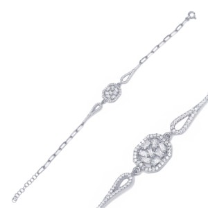 Unique Geometric Design Baguette <b>Charm</b> Bracelet Turkish Wholesale 925 Sterling Silver Jewelry - Product Image 5