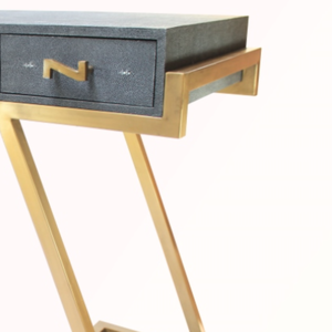 Escritorio Moderno, Mesa Consola con 3 Cajones, Forma Rectangular de Lujo, Imitación Piel de Pelele, para Sala de Estar, DAPHOCO - Product Image 4