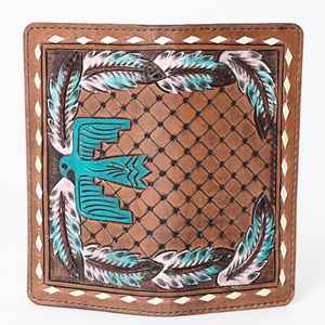 Portefeuille pour femme en cuir de vache véritable, style bohème western fait main, fermeture éclair, imperméable, vintage, fentes pour cartes/argent, simple - Product Image 4