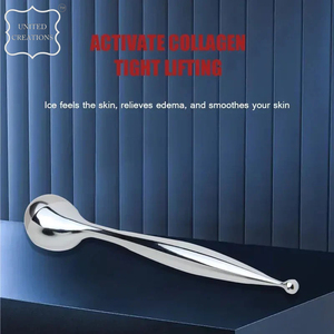 Venta al por mayor de un solo lado recto en forma de pluma cara Gua Sha rodillo de Metal de acero inoxidable cara rodillo para el cuidado de la piel acero inoxidable - Product Image 2