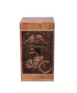 Urnes en bois de motard fabriquées à la main pour cendres humaines Adulte Grande urne de crémation de soleil levant de montagne pour cendres (250 LB-Type de bois dur 1) - Product Image 1