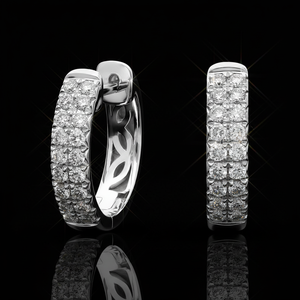 925 Sterling <b>Silver</b> Moissanite Diamond Double Row Eternity <b>Huggie</b> <b>Hoop</b> Earrings Trendy Wedding Engagement Gift Women - Product Image 1