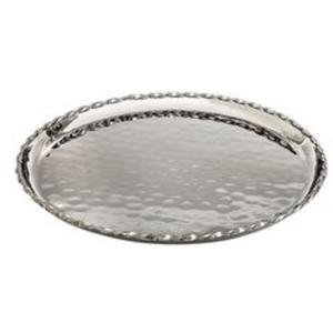 Elegante bandeja de servicio de acero inoxidable con patrones intrincados que ofrece funcionalidad y atractivo artístico - Product Image 1