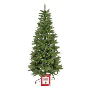 Sapin de Noël décoré vert mince avec 300 lumières LED, en PVC et PE, 86 po H x 180 po L, 79892 par lot - Product Image 3