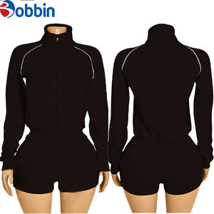 Ensembles de sport pour femmes grande taille sur mesure, logo personnalisé, coton, couleur contrastée, vestes à manches longues, shorts, 2 pièces, vêtements de sport pour femmes - Product Image 3