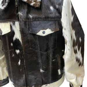 เสื้อแจ็คเก็ตหนังวัวแท้ 100% ทำมือ เป็นมิตรกับสิ่งแวดล้อม ด้านหน้าเรียบ ย้อมสี คอตั้ง ผ้าแคนวาส สไตล์ลำลอง เสื้อโค้ทฤดูหนาว ปิดด้วยซิป สำหรับผู้ชาย - Product Image 3