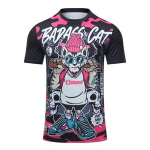 T-shirts graphiques personnalisés de qualité supérieure en jersey 100 % polyester à col rond pour hommes, motif imprimé numérique tricoté, sublimation respirante - Product Image 2